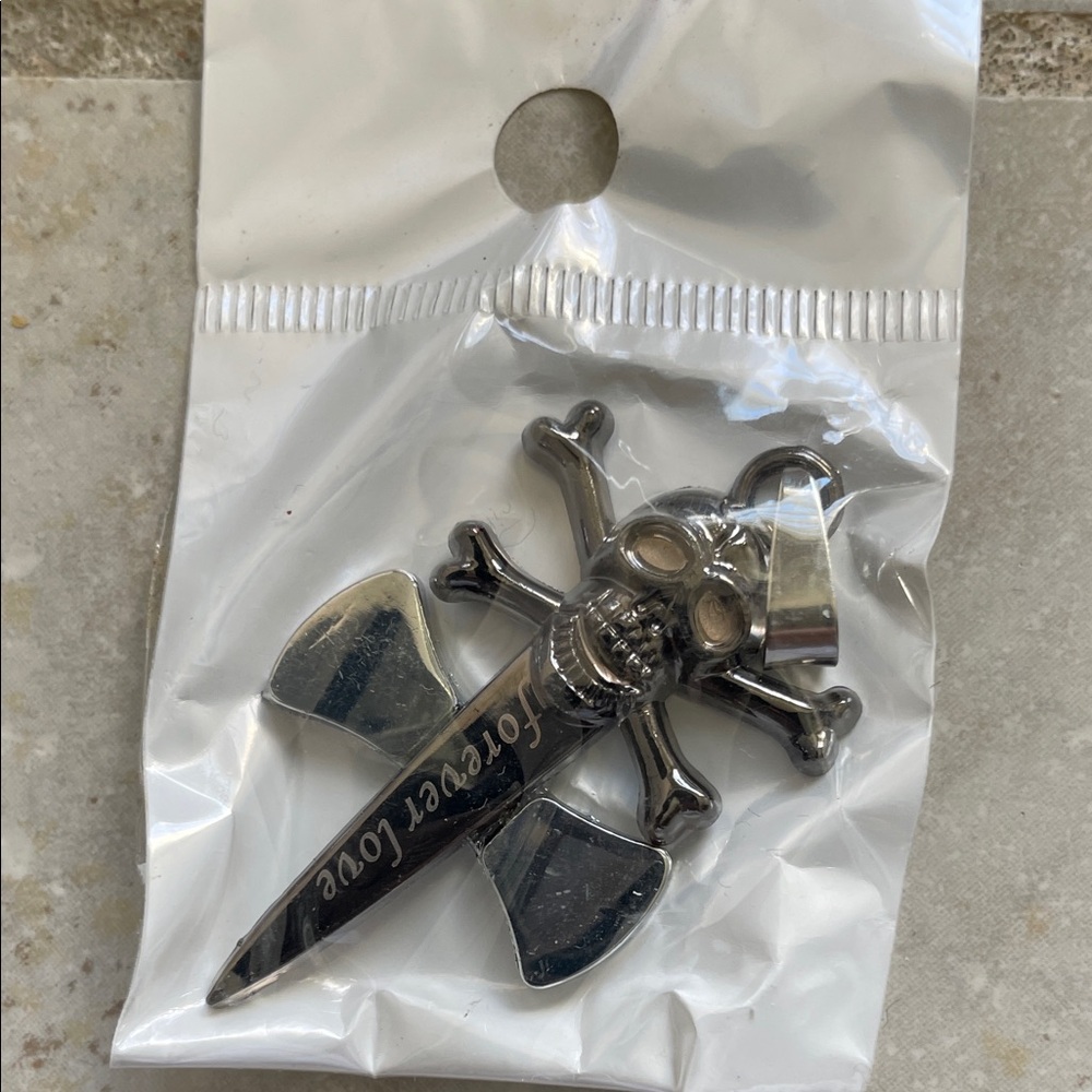 NEW Deep Gray Skull and Crossbones Pendant “Forever Love”